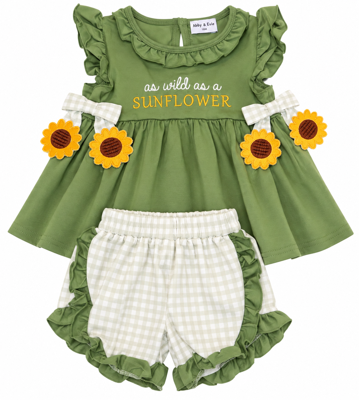 Sunflower Appliqué Bow Short Set
