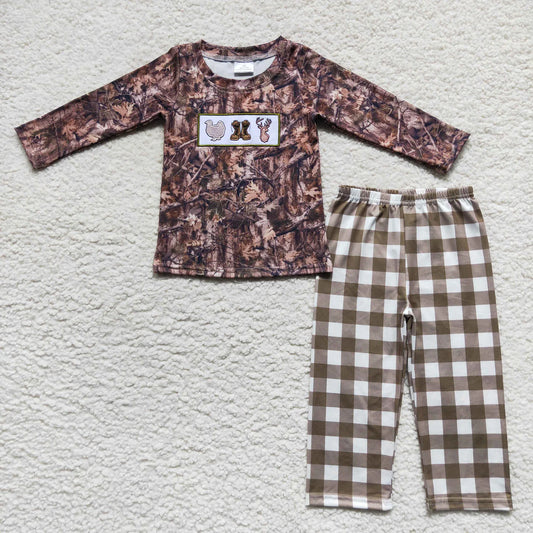 Camo Turkey Embroidered Boy Set