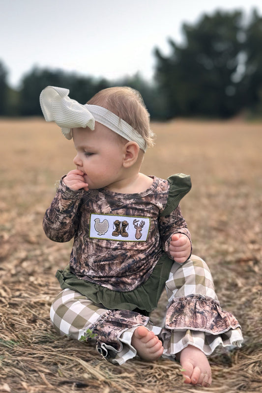 Camo Turkey Embroidered Girl Set