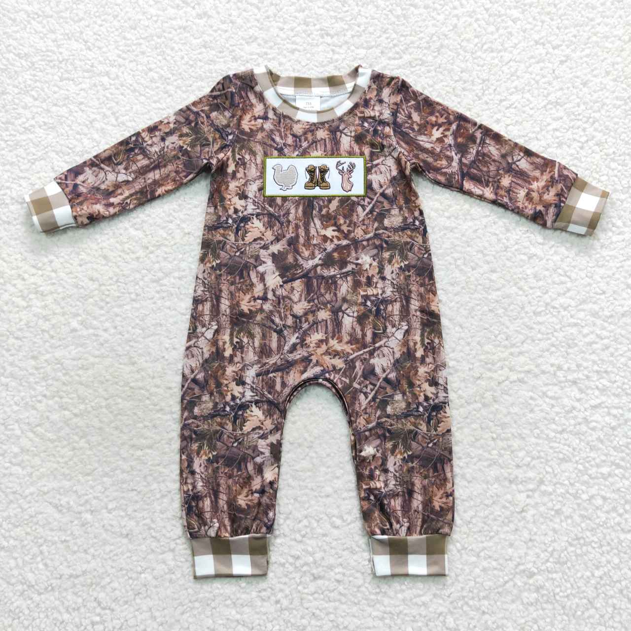 Camo Turkey Embroidered Romper