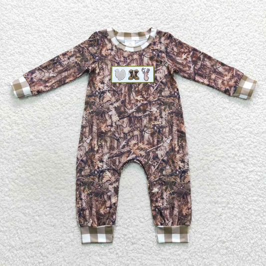Camo Turkey Embroidered Romper