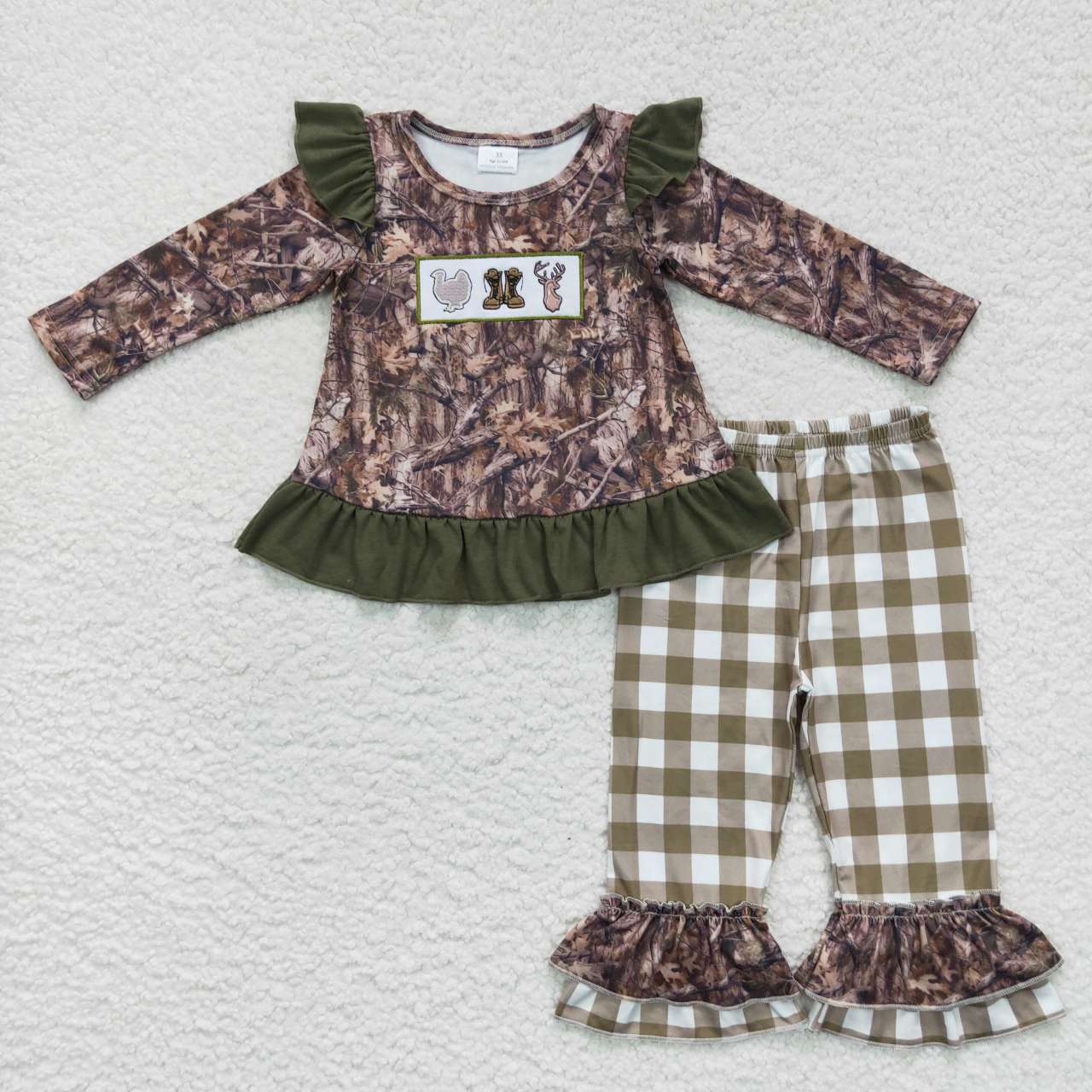 Camo Turkey Embroidered Girl Set