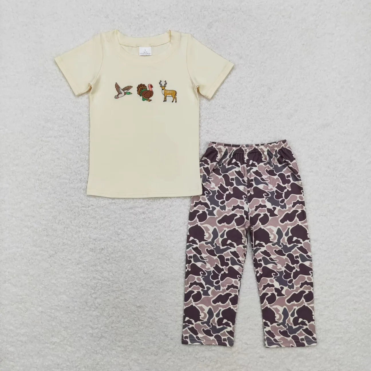 Cream Embroidered Hunting Pant Set