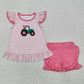 Pink Striped Tractor Set