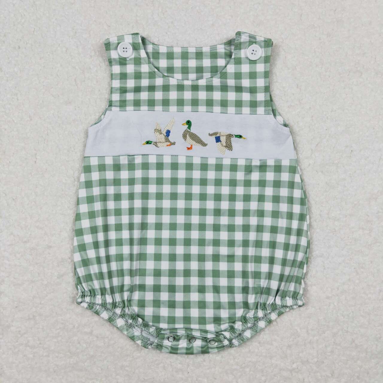 Green Gingham Mallard Boys Bubble